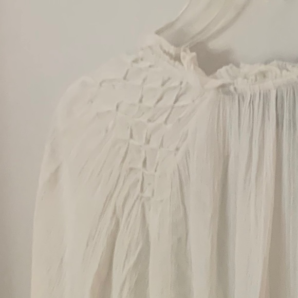 French Connection White Flowy Smocked Avea Shirt - Picture 11 of 11